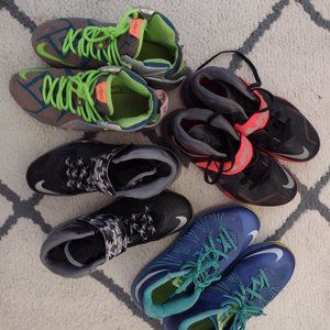 BOX OF NIKE LEBRON SNEAKERS SIZE 9 FOUR PAIRS